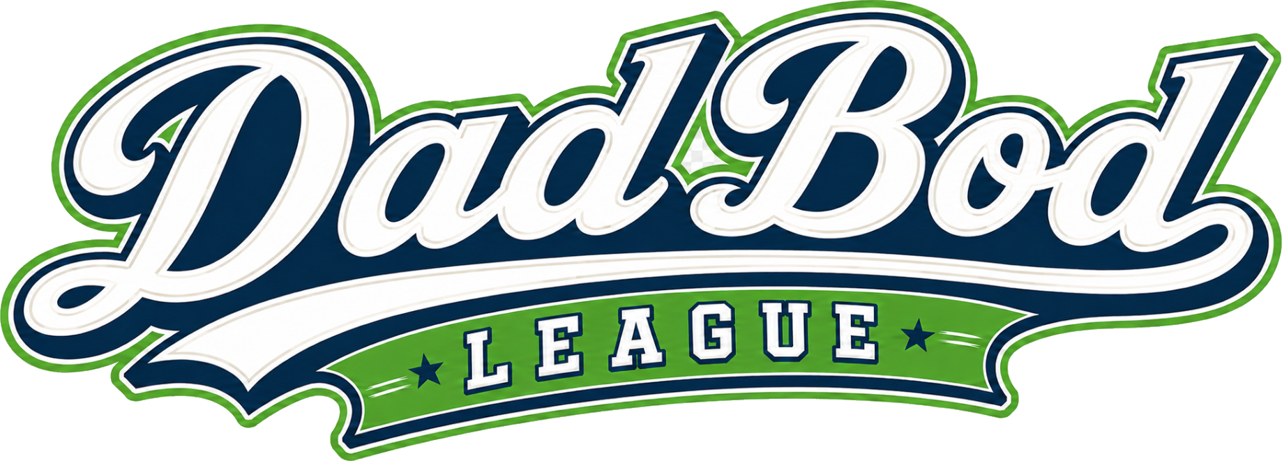 Dad Bod League script logo for Kings Grant and Little Neck basketball